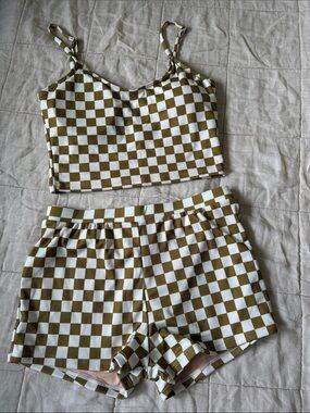 Geode Women’s Checkered Olive & White swim suit
